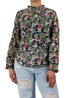 Chiffon Floral Frill Sheer Blouse XD21