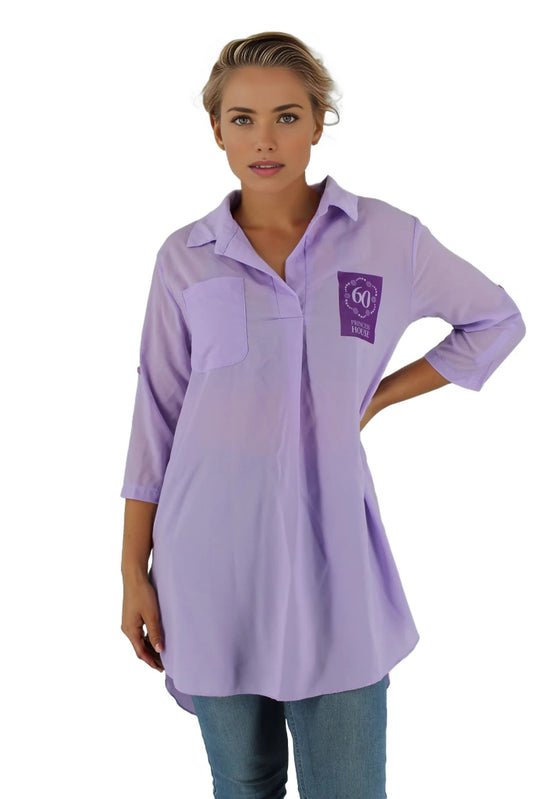 Chiffon Shirt Dress Three Quarter Sleeve XD21