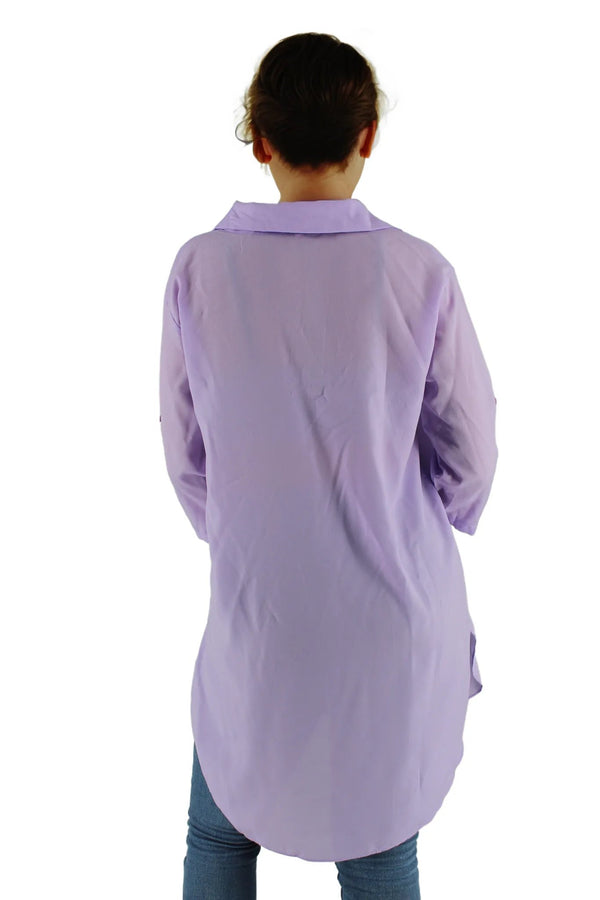 Chiffon Shirt Dress Three Quarter Sleeve