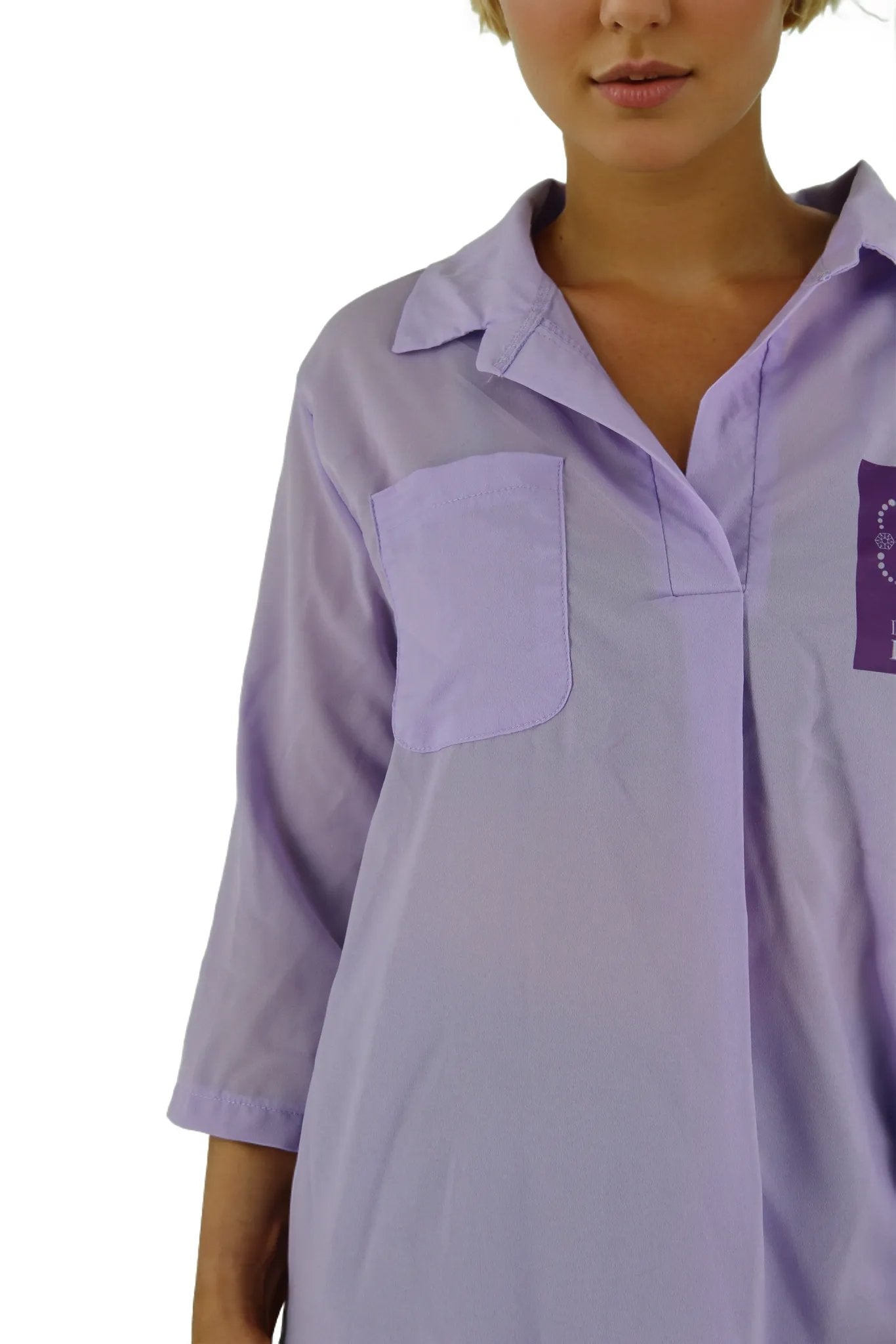 Chiffon Shirt Dress Three Quarter Sleeve XD21