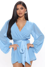 Chiffon Shorts Flowy Jumpsuit With Belt XD21