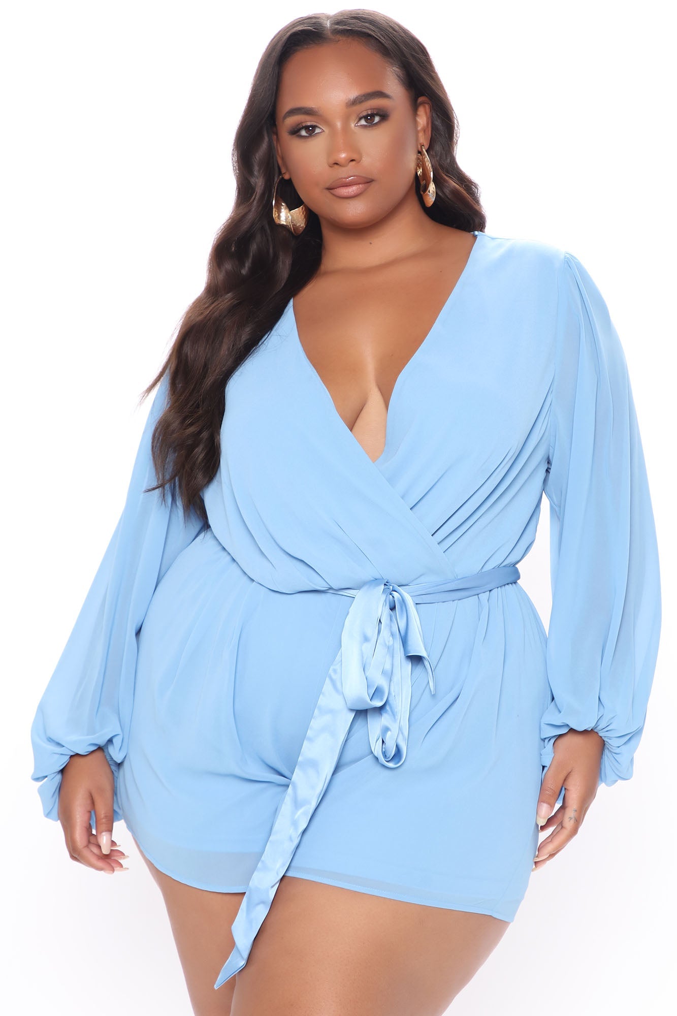 Chiffon Shorts Flowy Jumpsuit With Belt XD21
