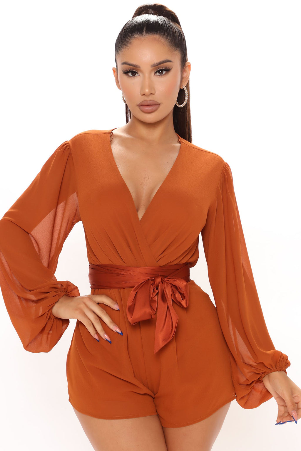 Chiffon Shorts Flowy Jumpsuit Without Belt XD21