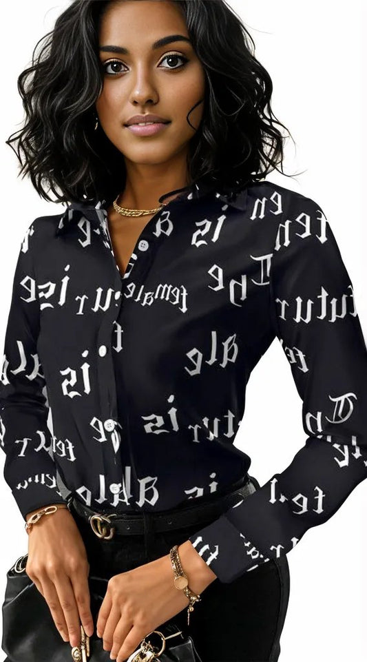 Collar Pattern Long Sleeve Shirt XD21