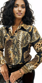 Collar Pattern Long Sleeve Shirt XD21