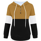 Color Block Hooded Sweatshirts Button Collar Hoodie XD21