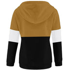 Color Block Hooded Sweatshirts Button Collar Hoodie XD21