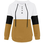 Color Block Hooded Sweatshirts Button Collar Hoodie XD21