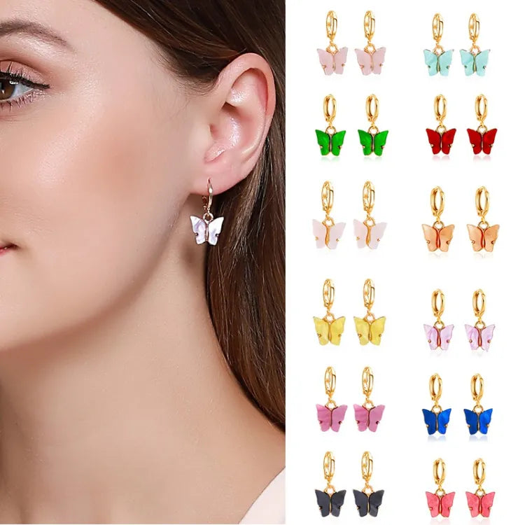 Colorful Acrylic Butterfly Earrings 5 set XD21