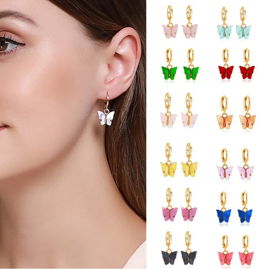 Colorful Acrylic Butterfly Earrings 5 set XD21