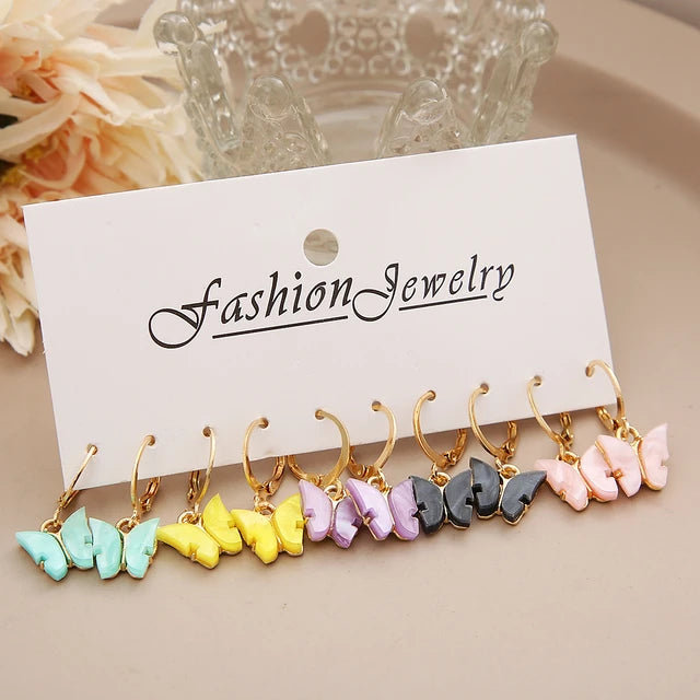 Colorful Acrylic Butterfly Earrings 5 set XD21