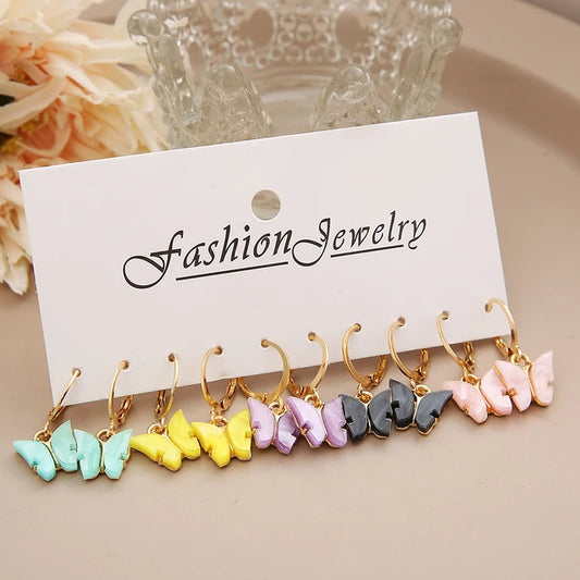 Colorful Acrylic Butterfly Earrings 5 set XD21