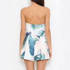Colorful Flower Printed Strapless Jumpsuit With Shorts XD21