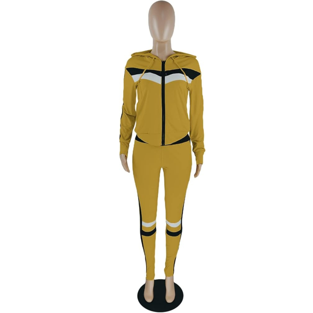 Colour Block Zipper Gym Tracksuit Set XD21