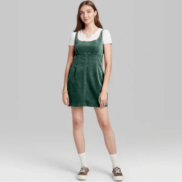 Corduroy Dungaree Mini Dress XD21