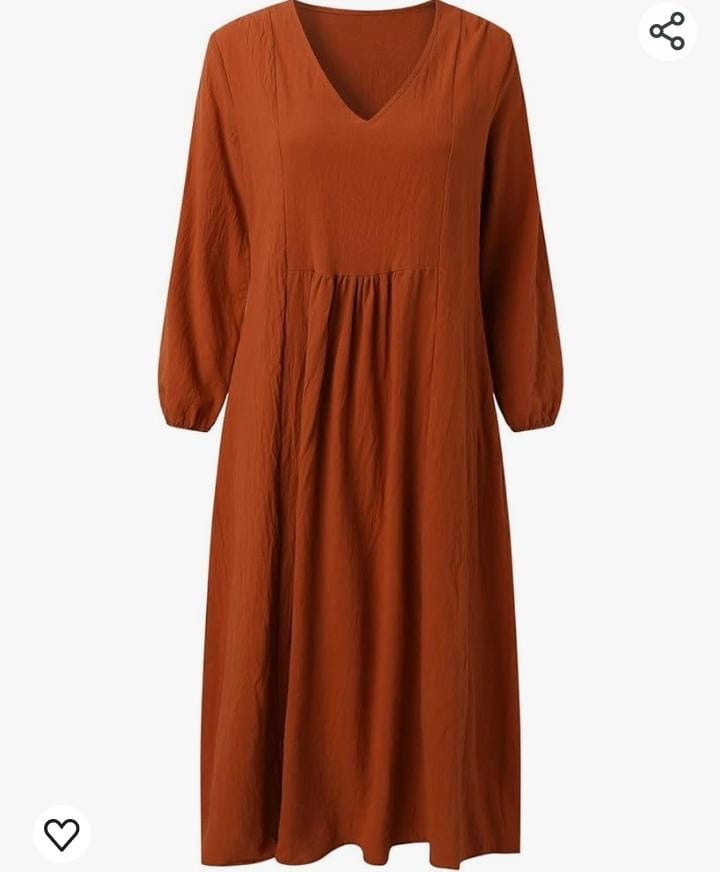 Cotton Linen Long Lantern Sleeve Maxi Dress XD21