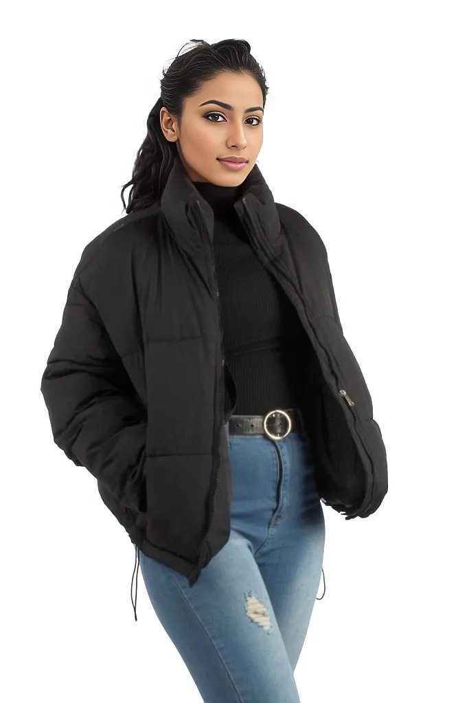 Crop Padded Winter Pocket Jacket XD21