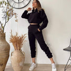 Crop Top Hoodie and Tracksuit Pants Set XD21