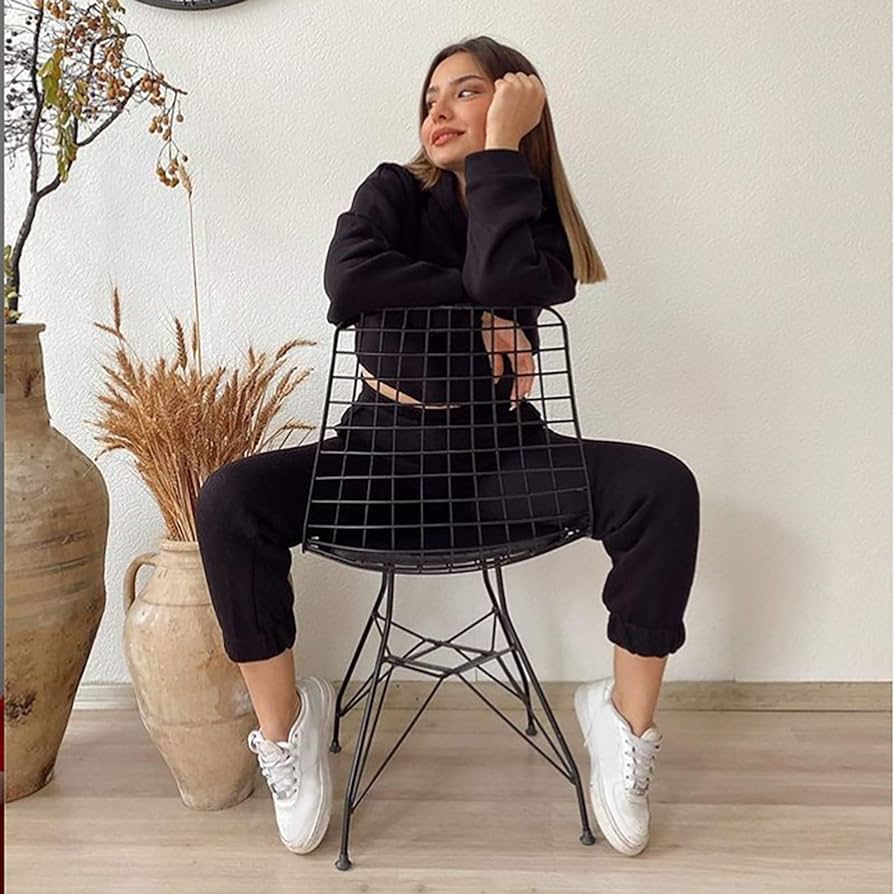 Crop Top Hoodie and Tracksuit Pants Set XD21