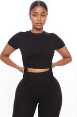 Crop Top and Tight Pants Ruched Two Piece Set XD21