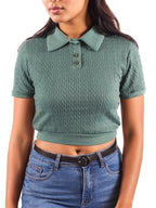 Cropped Tennis Polo Knitted Crop Top XD21
