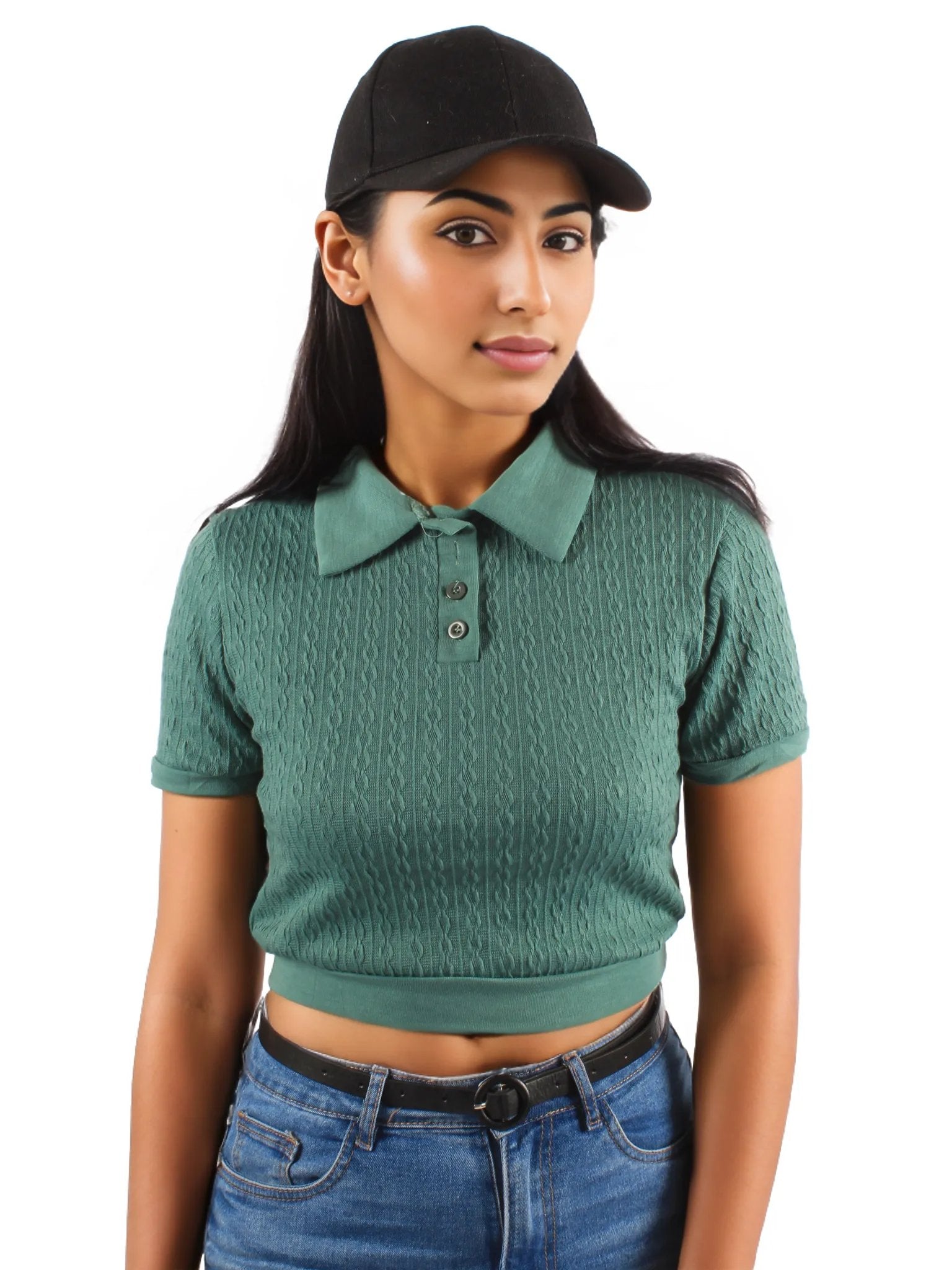 Cropped Tennis Polo Knitted Crop Top XD21
