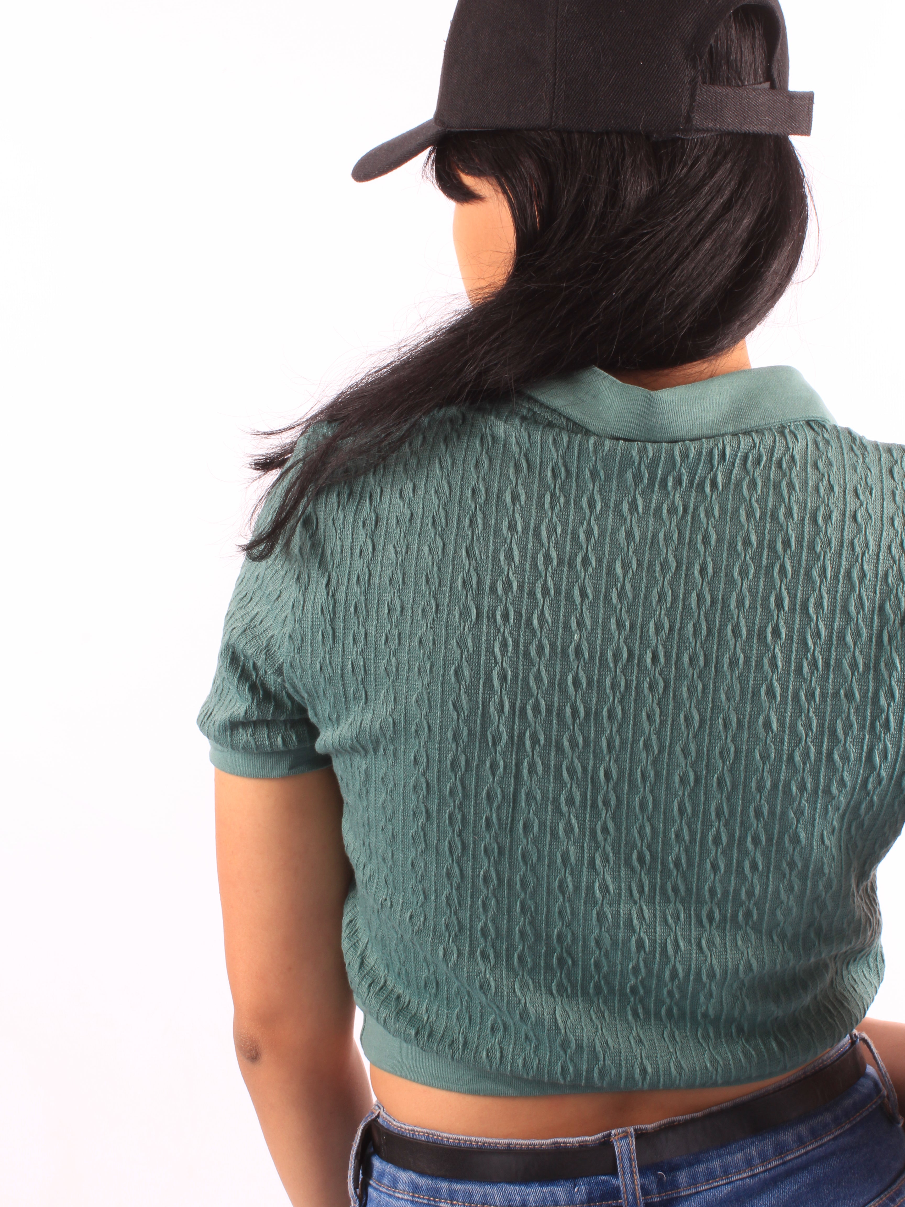Cropped Tennis Polo Knitted Crop Top XD21