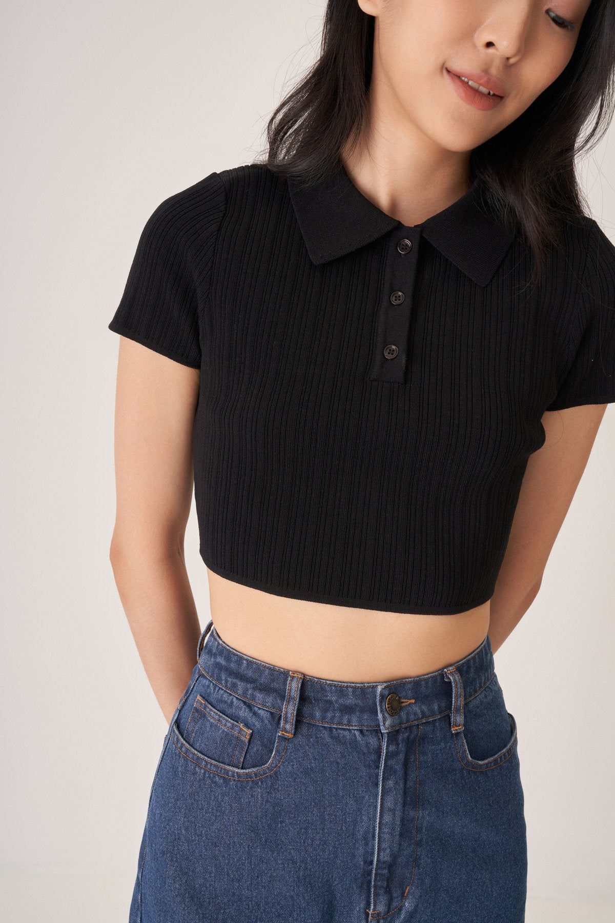 Cropped Tennis Polo Knitted Crop Top XD21