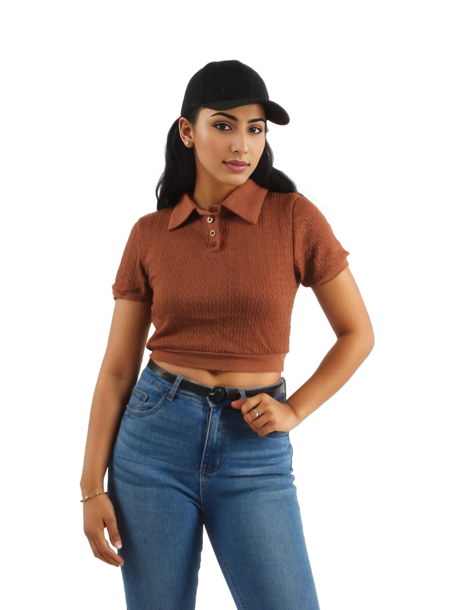 Cropped Tennis Polo Knitted Crop Top XD21