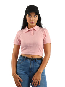 Cropped Tennis Polo Knitted Crop Top