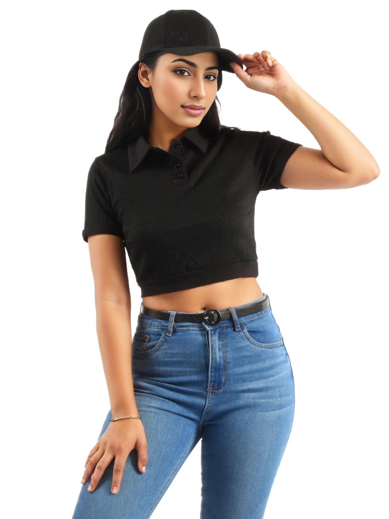 Cropped Tennis Polo Knitted Crop Top XD21