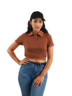 Cropped Tennis Polo Knitted Crop Top XD21