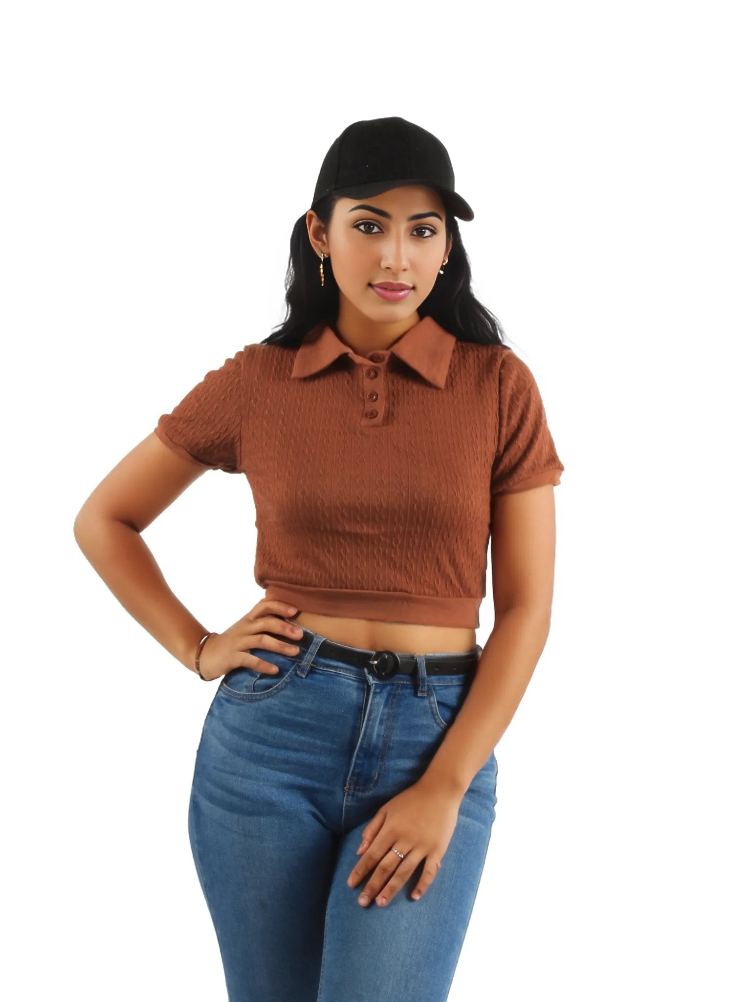 Cropped Tennis Polo Knitted Crop Top XD21