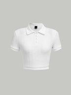 Cropped Tennis Polo Knitted Crop Top XD21