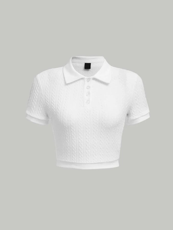 Cropped Tennis Polo Knitted Crop Top XD21
