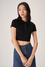 Cropped Tennis Polo Knitted Crop Top XD21