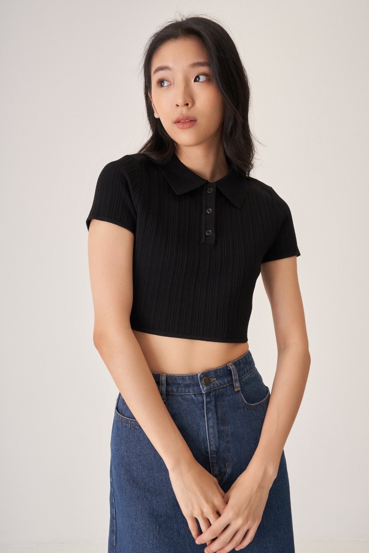 Cropped Tennis Polo Knitted Crop Top XD21