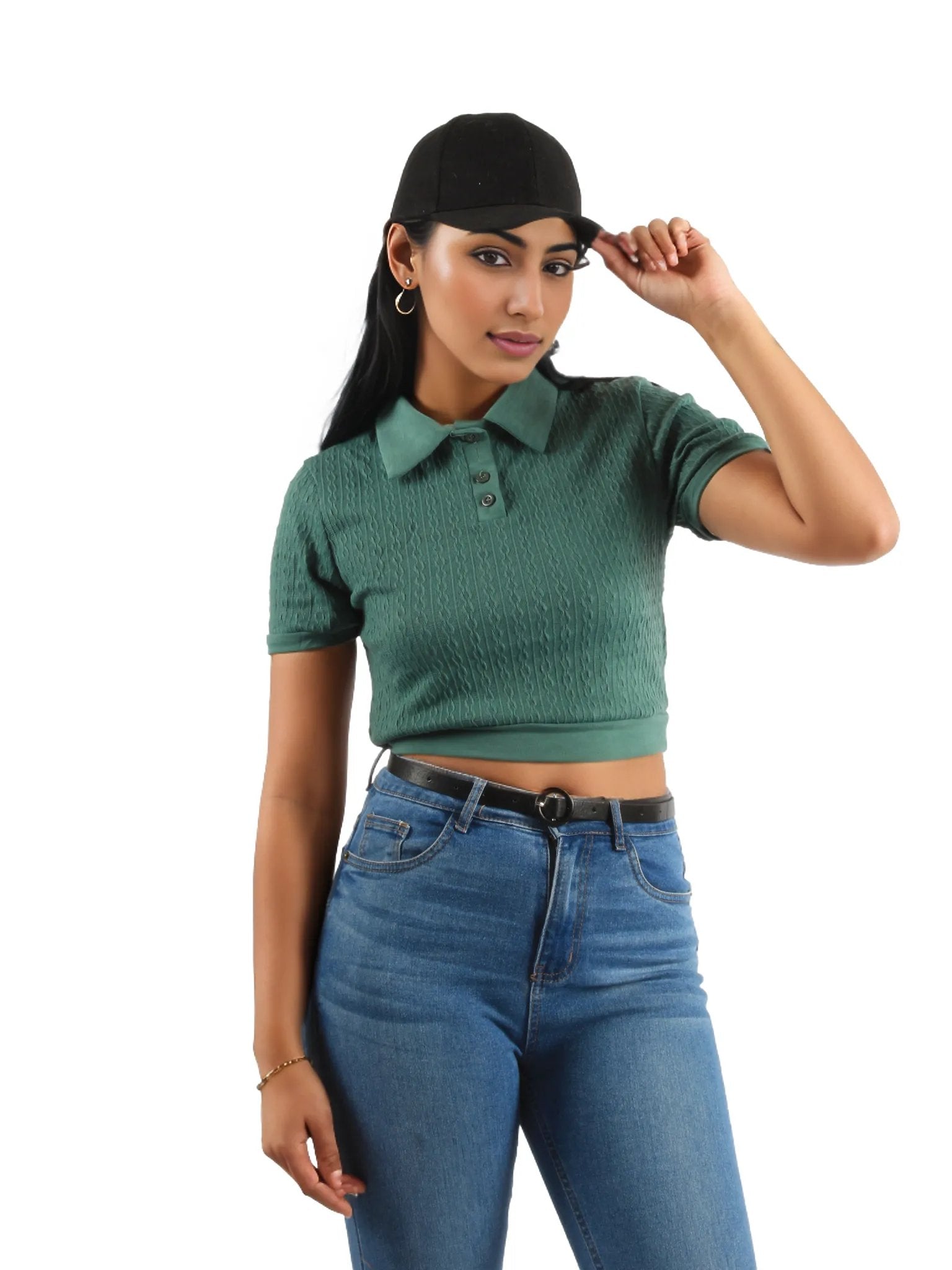 Cropped Tennis Polo Knitted Crop Top XD21