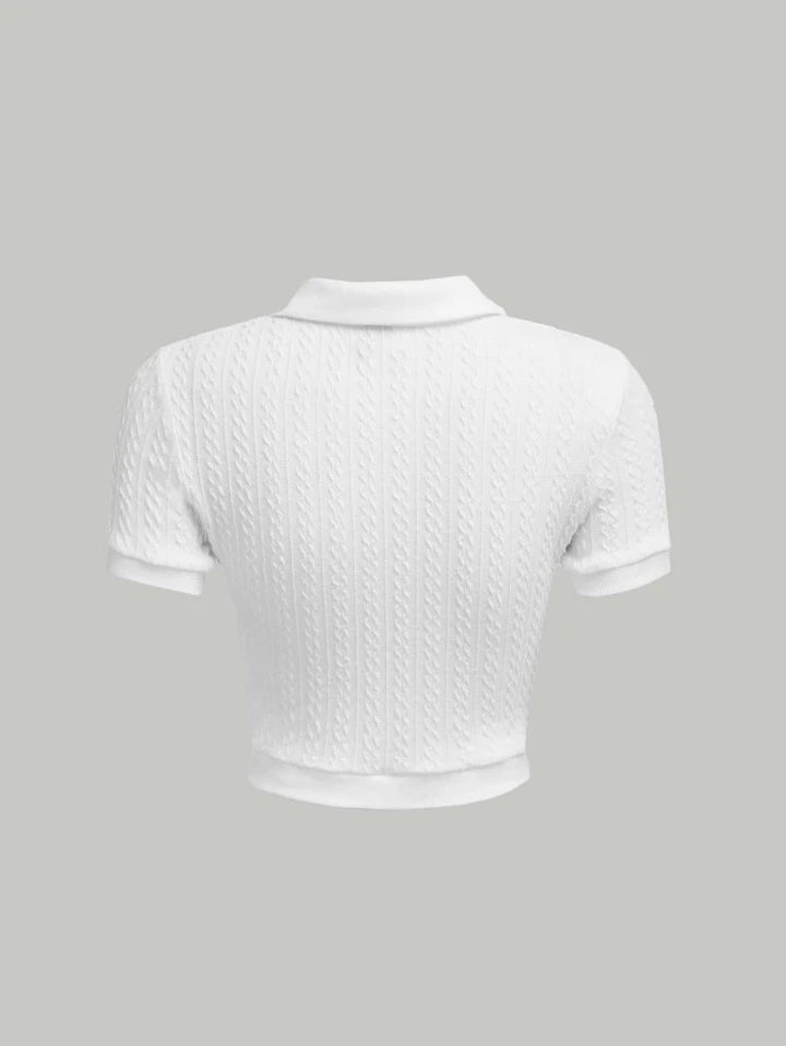 Cropped Tennis Polo Knitted Crop Top XD21