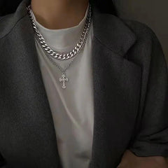 Cross Cuban Chain Pendant Necklace - XD21