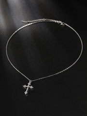 Cubic Zirconia Cross Pendant Necklace XD21