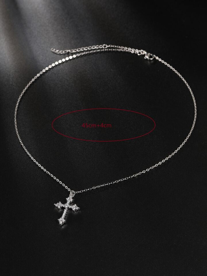 Cubic Zirconia Cross Pendant Necklace XD21