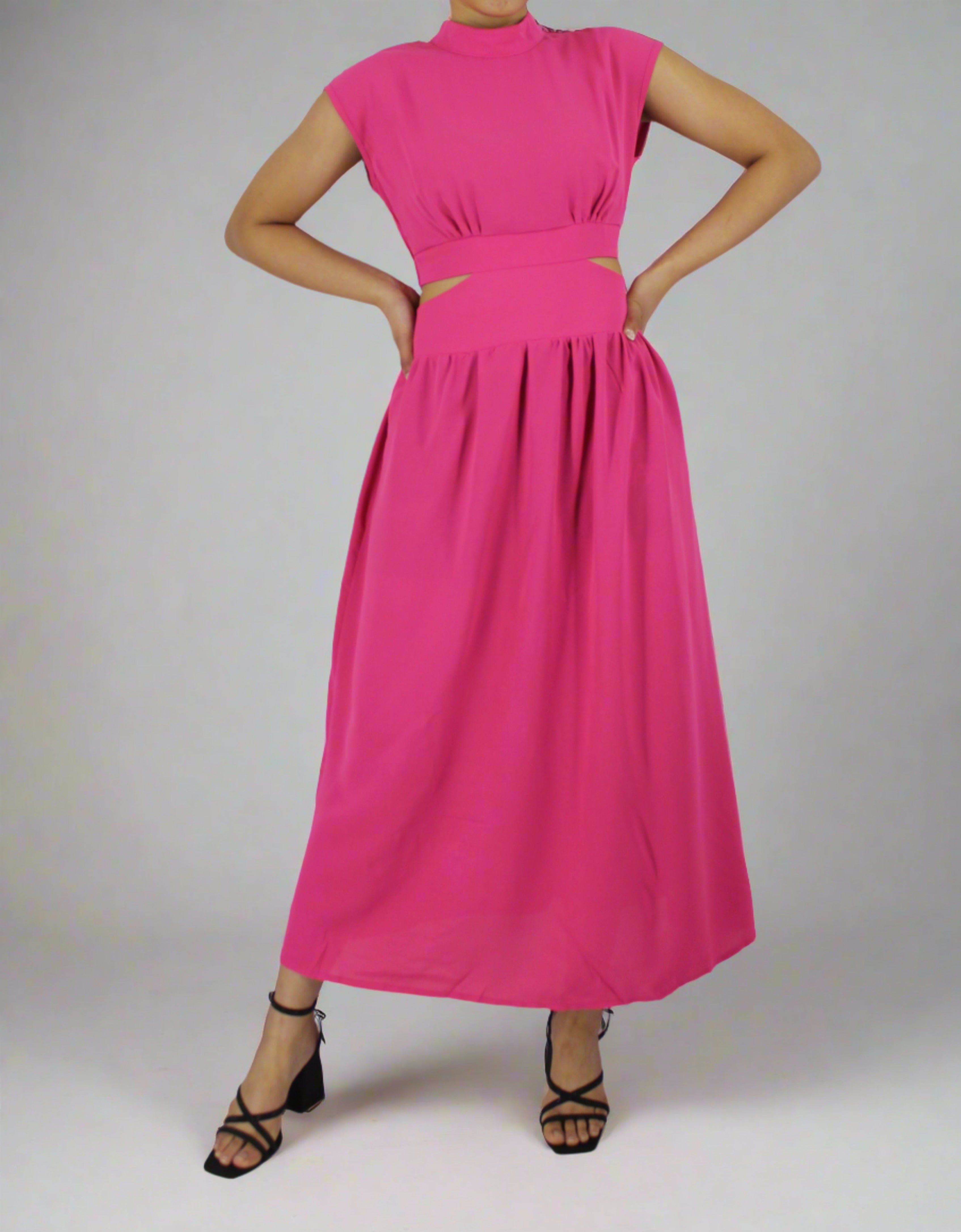 Cut Out Back Elastic Maxi Dress