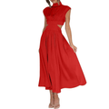 Red Cut Out Back Elastic Maxi Dress