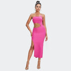Cut Out Chain Detail One Shoulder Bodycon Dress XD21