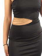 Cut Out Chain Detail One Shoulder Bodycon Dress XD21
