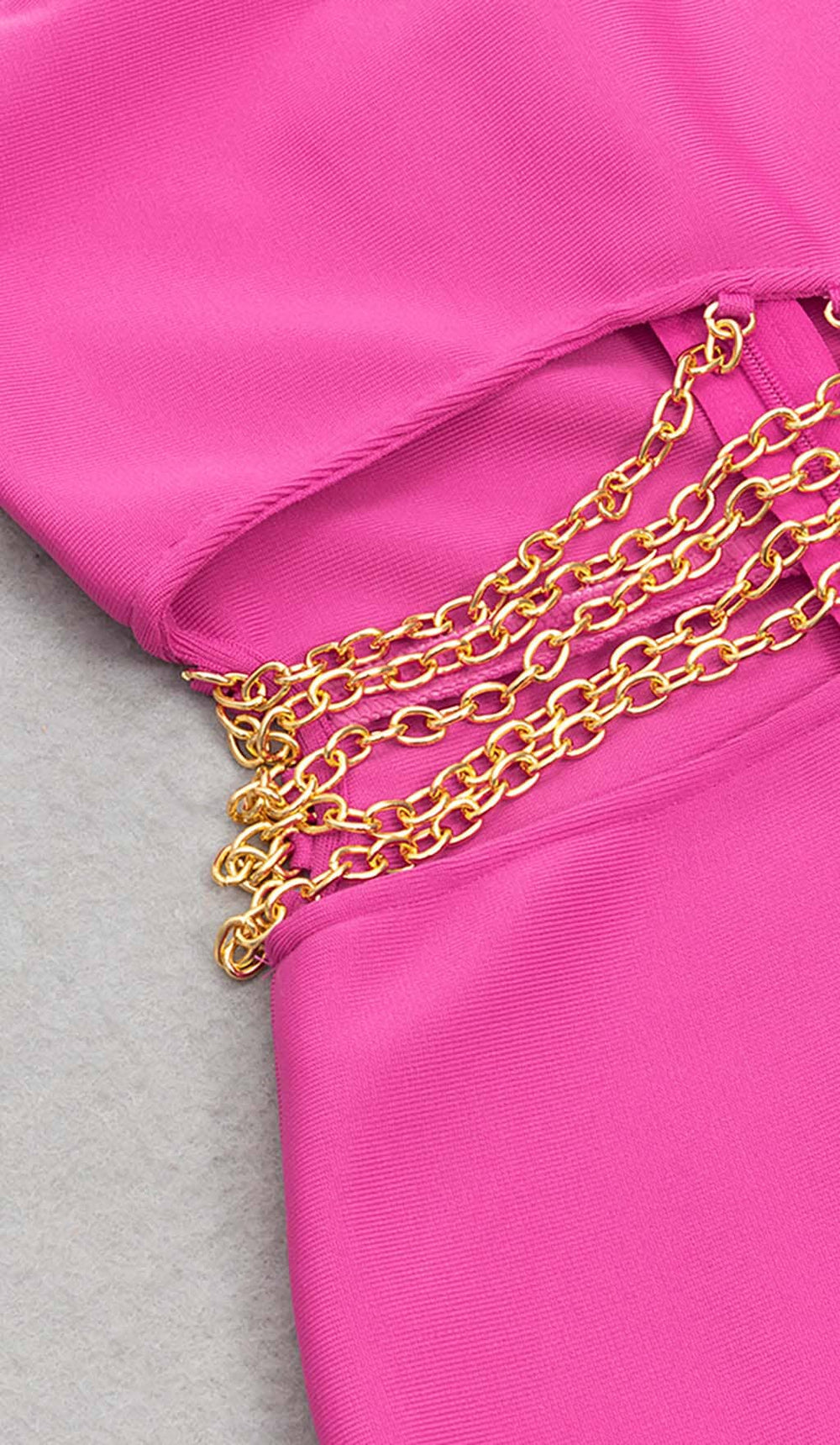Cut Out Chain Detail One Shoulder Bodycon Dress XD21
