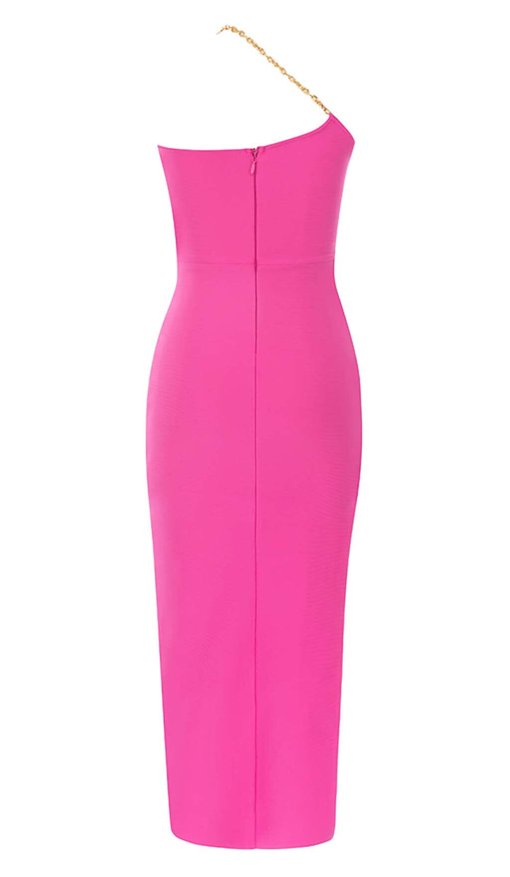 Cut Out Chain Detail One Shoulder Bodycon Dress XD21