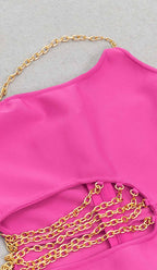 Cut Out Chain Detail One Shoulder Bodycon Dress XD21