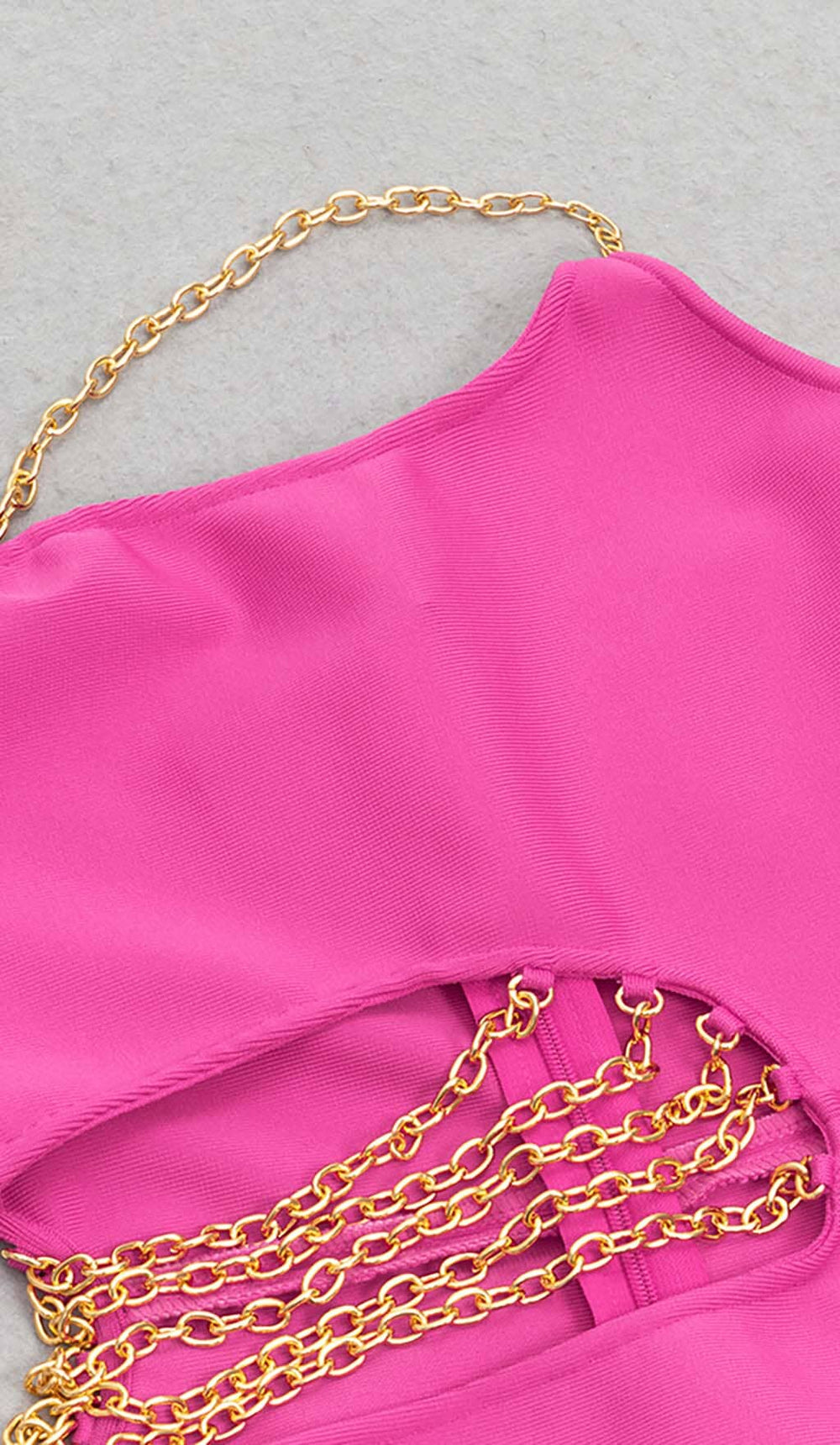 Cut Out Chain Detail One Shoulder Bodycon Dress XD21